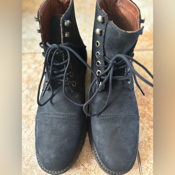 Patina Black Lace-Up women’s combat Boots